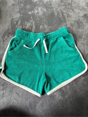 Green/Teal Terry Cloth Shorts with White Trim